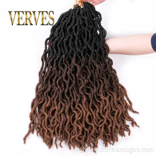 Faux Locs Curly 20 inch 24 roots/pack,Afro Locs twist Ombre Three Tone Synthetic Goddess Locs  Hair extensions Crochet Braids